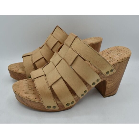 Kork Ease Womens Size 10 Devan Natural Nude Leather Platform Heeled Sandals - Picture 1 of 13